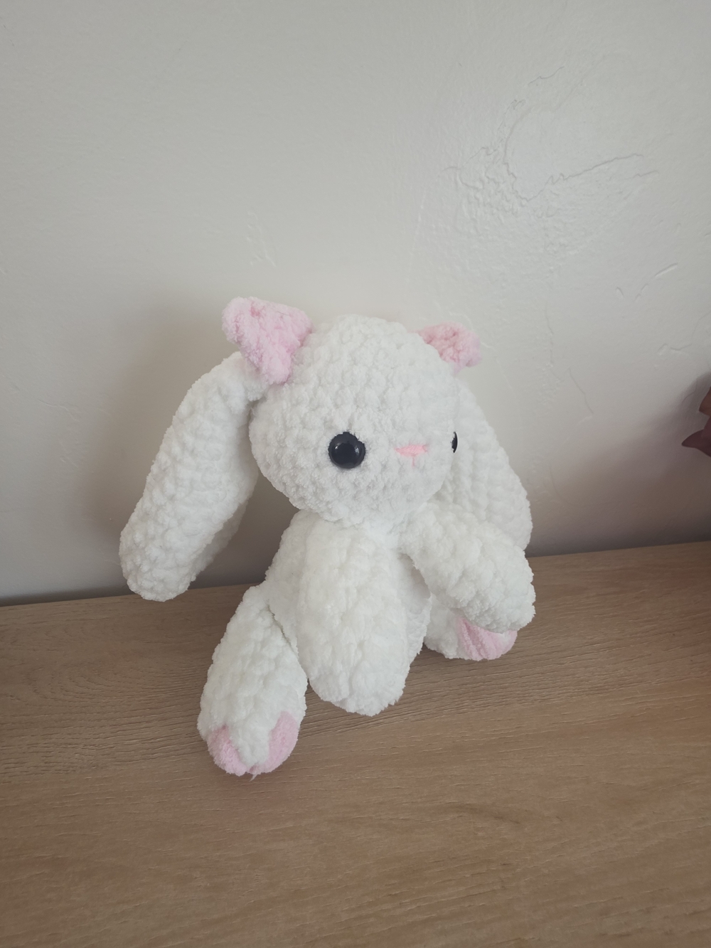 Hand Made Crochet Bunny White & Pink Bunny Plushie Toy - Picture 3 of 4